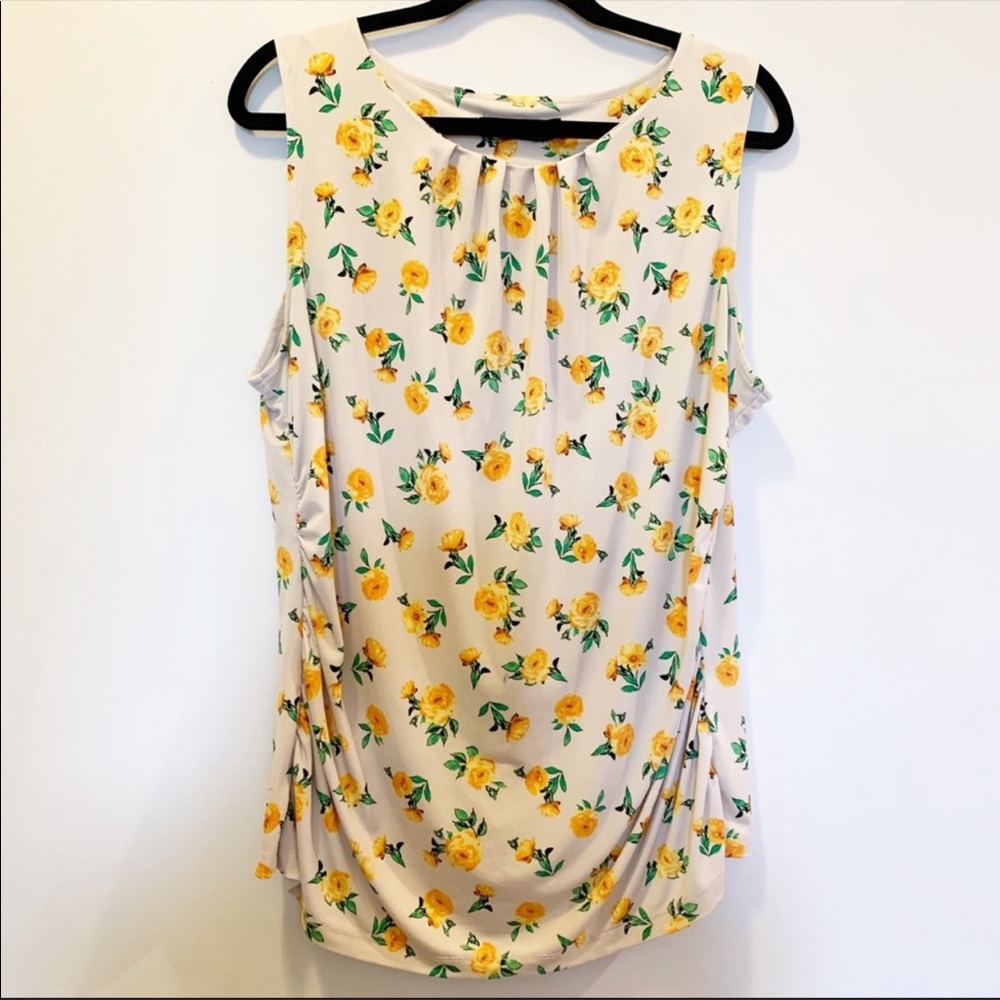 New York & Company | Yellow Floral Tank Size Large